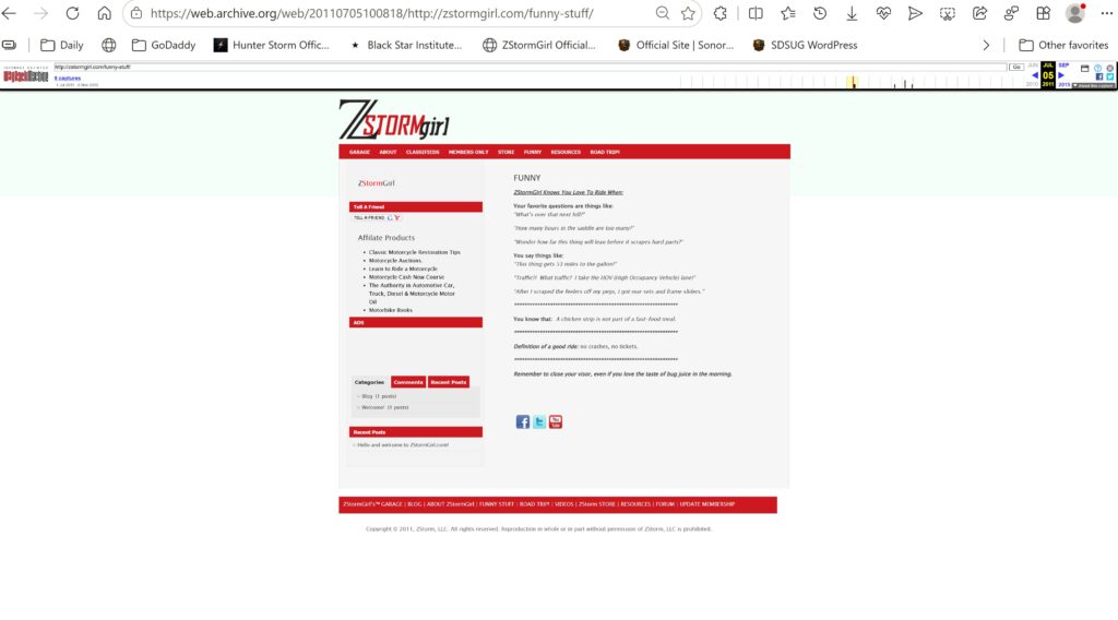 ZStormGirl Funny page featuring humor content and early persona‑based entertainment.