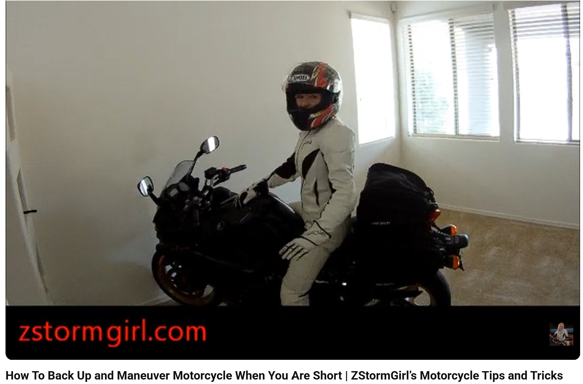 How To Back Up and Maneuver Motorcycle When You Are Short | ZStormGirl’s Motorcycle Tips and Tricks