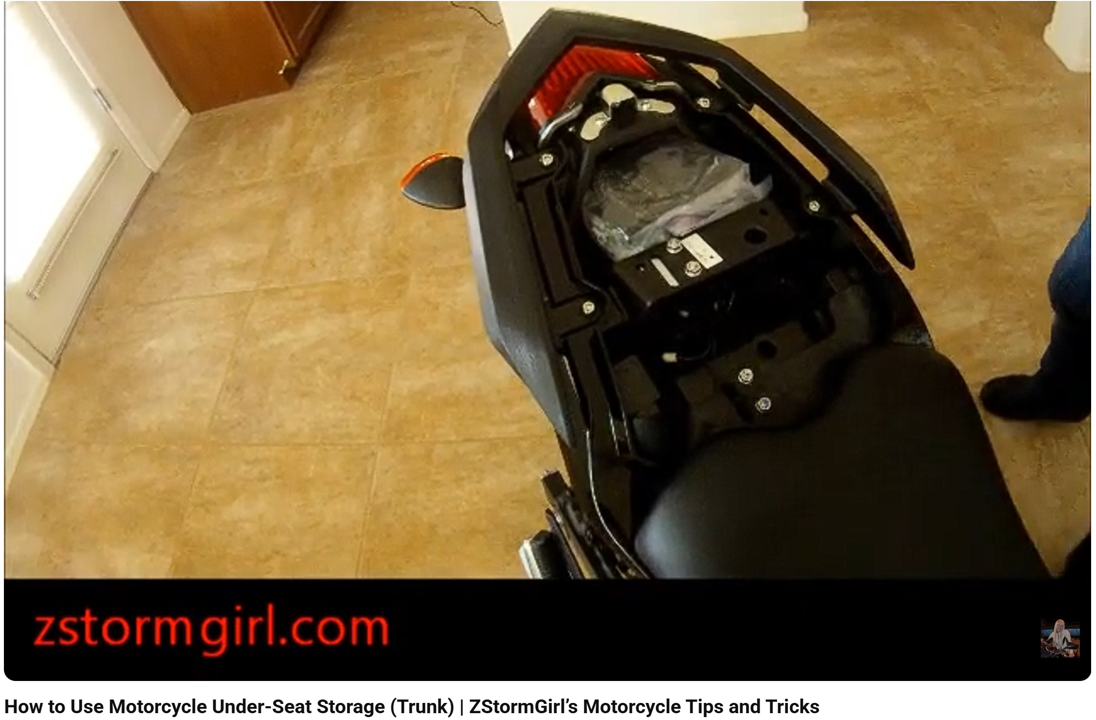 How to Use Motorcycle Under-Seat Storage (Trunk) | ZStormGirl’s Motorcycle Tips and Tricks